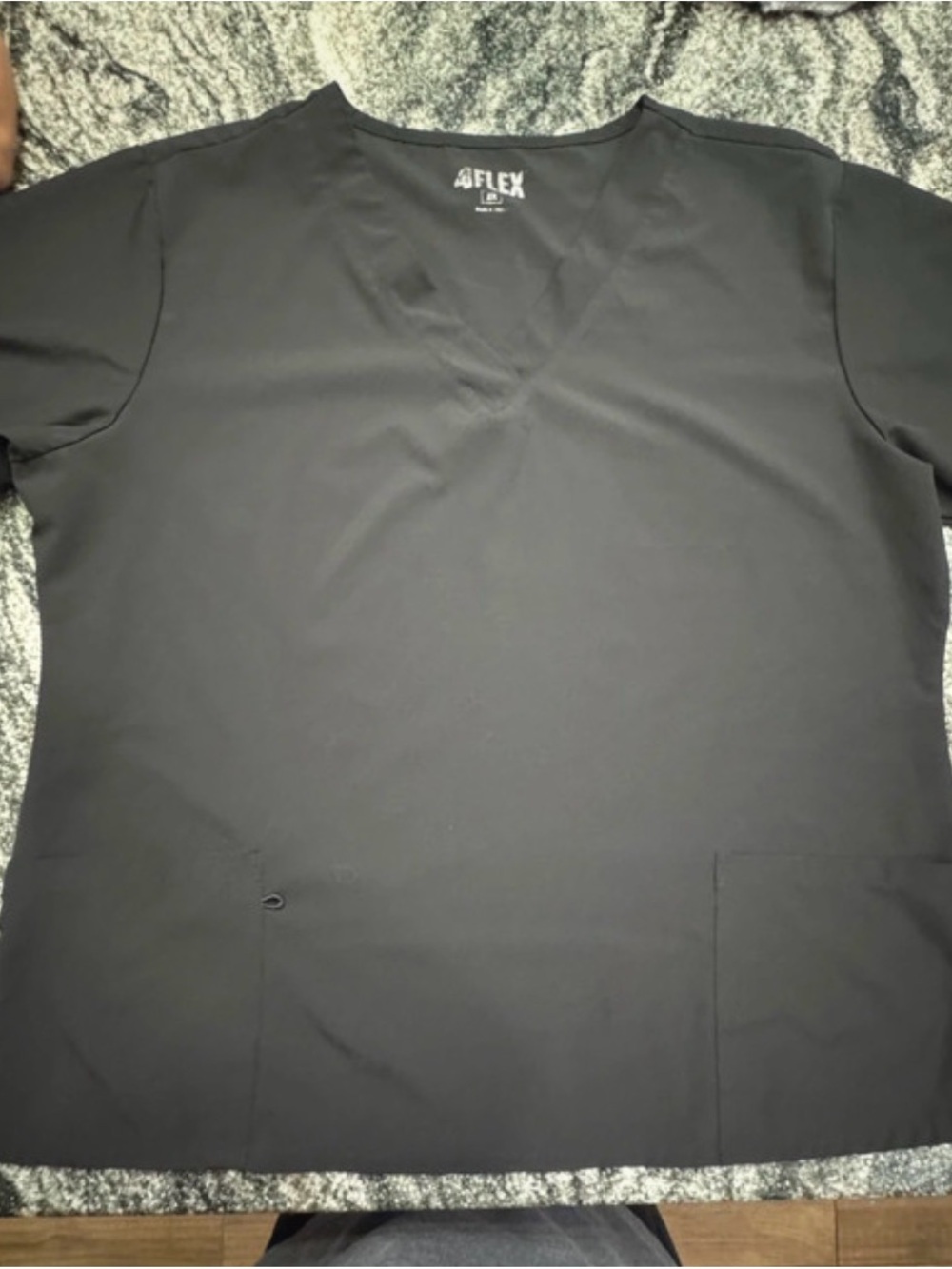 4 Flex Black V-Neck Scrub Top